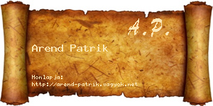 Arend Patrik névjegykártya